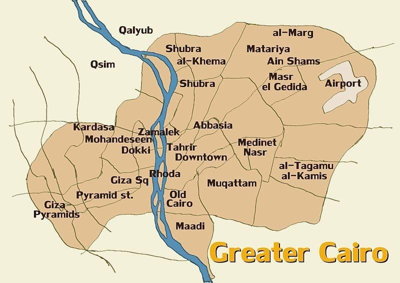 Kat jeyografik nan cairo ak zòn ki antoure